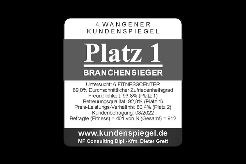 Emblem Branchensieger auf schwarzem Hintergrund.